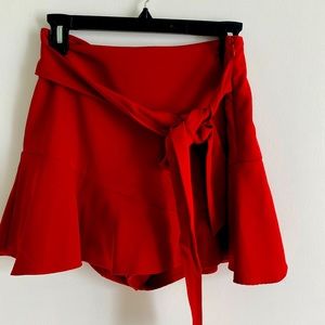 Zara Skort red fancy sexy with a bow belt